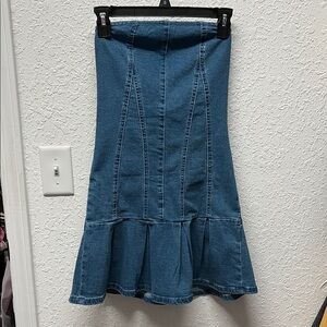 Denim Flared strapless Women's dress